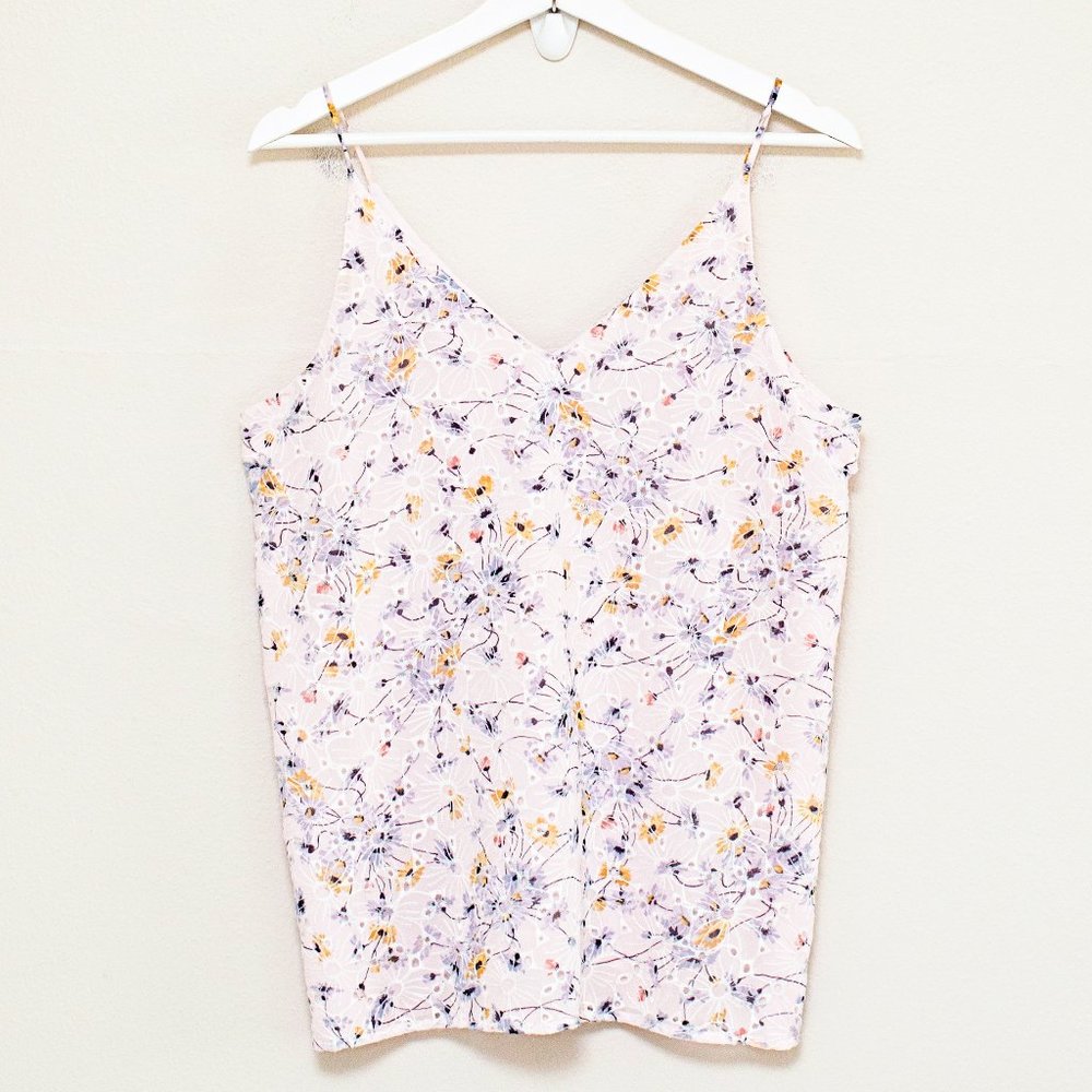 LOFT Pink Floral Eyelet Camisole Top S